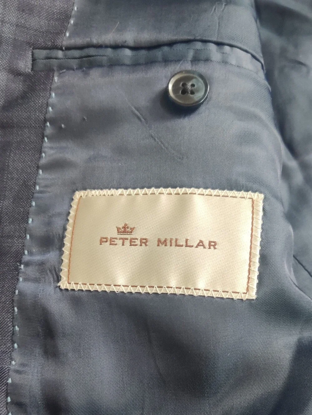 Peter Millar Wool Jacket In Navy Plaid Size 44R